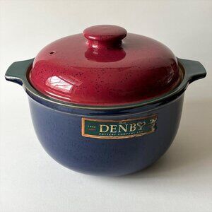 Vintage Denby Harlequin 3Qt Round Covered Casserole Classic Series England